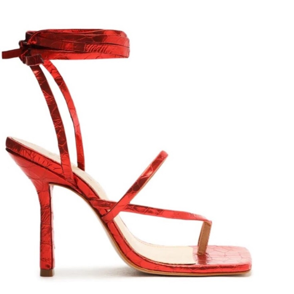 SCHUTZ Vibrant Red Lace-Up Heels